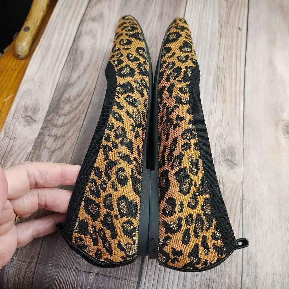 Sanctuary knit Leopard print ballet flats leather lining Sz 7.5‎
